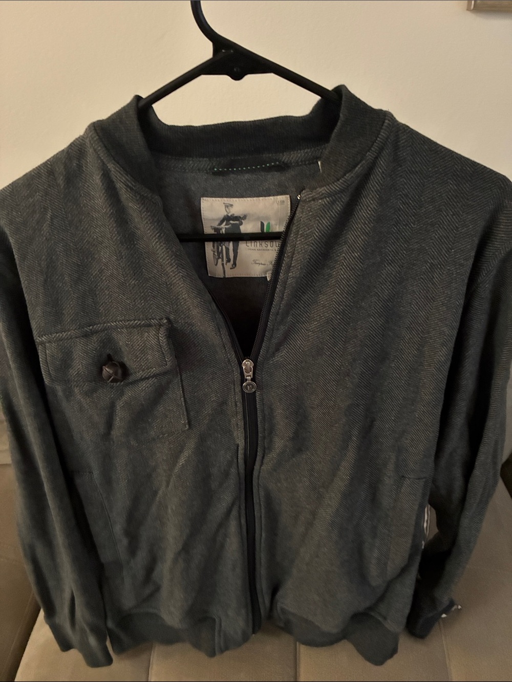 Linksoul Men's Zip-Up Sweater Jacket in Dark Green